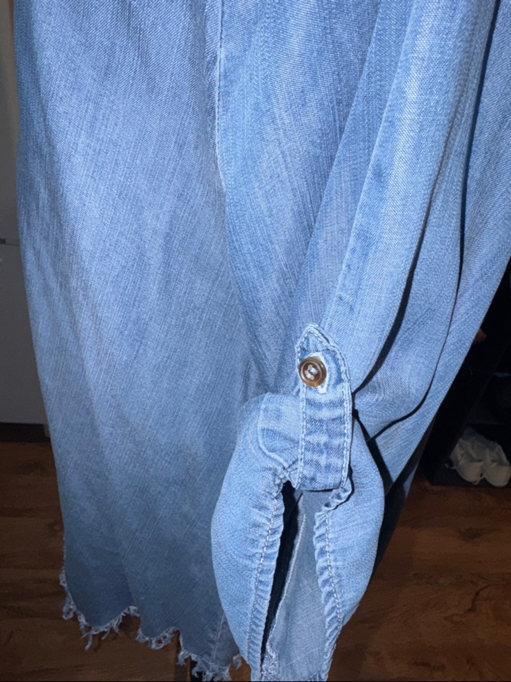 Light Blue Denim-Style Button Front Women's Tunic Sz L - Picture 5 of 7